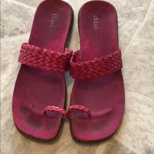 BASS pink braided flats sandal toe ring summer shoes size 9